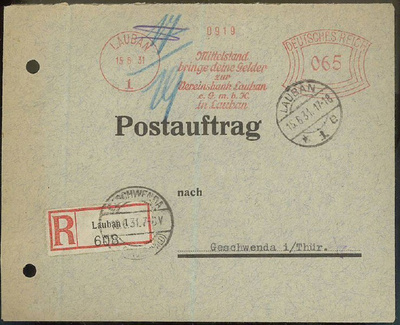 Saksa 1931 postitoimeksiantokirje