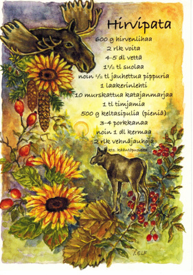 Hirvipata -Postikortti