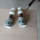 Pieni 13cm, 2kpl,öljylamppu, posliini, kukkakuosi, vintage.  - pikkukuva 4