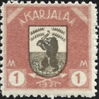 1922 Karjala 1 mk punainen/harmaa ** LaPe K 8 B - pikkukuva 1