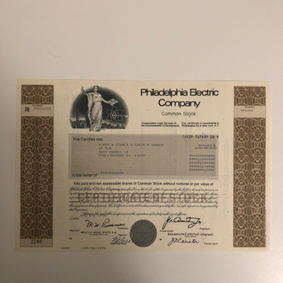 Philadelphia Electric Company osakekirja