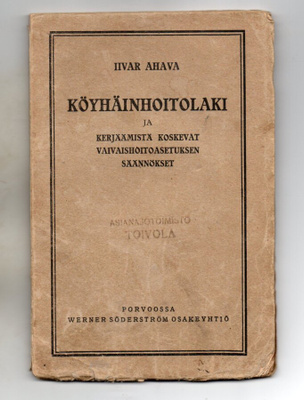 Iivar Ahava: Köyhäinhoitolaki