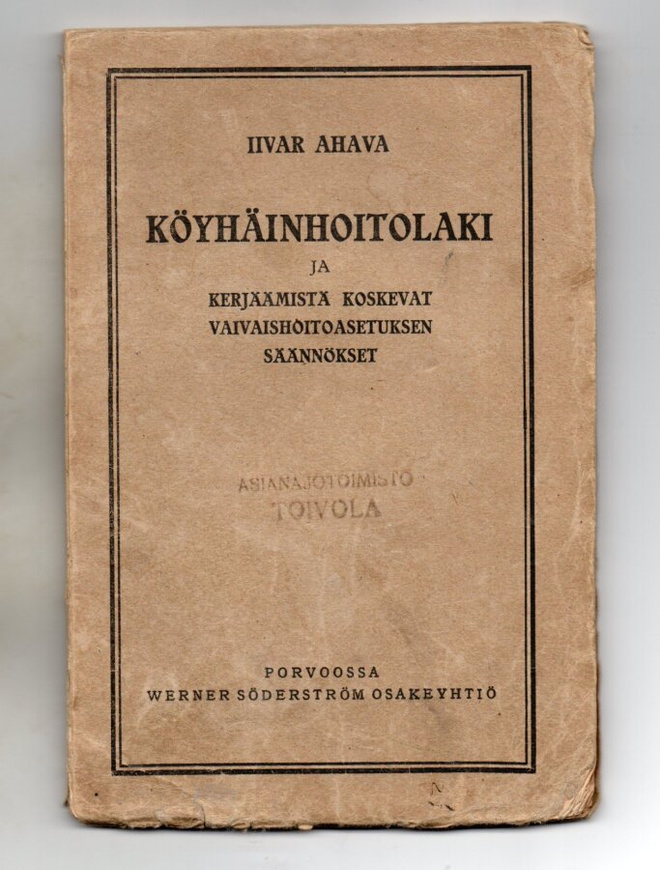 Iivar Ahava: Köyhäinhoitolaki