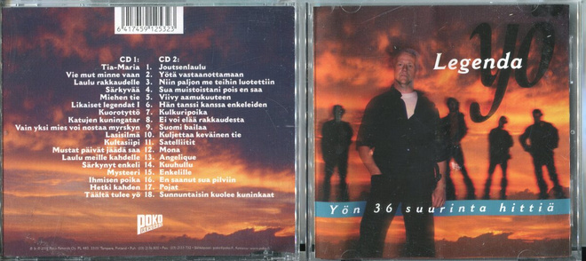 YÖ - 2 CD-LEVYÄ . LEGENDA . YÖN 36 SUURINTA HITTIÄ