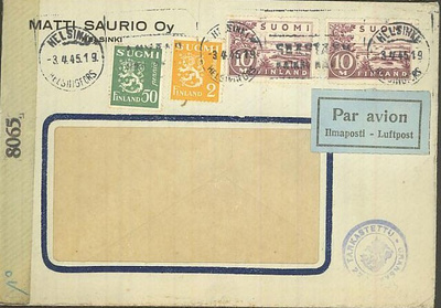 M30 1945 lentokirje USAhan huhtikuussa