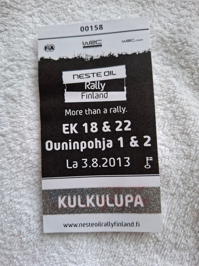 2013 Ouninpohja Ralli KULKULUPA keräilyyn