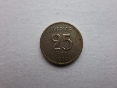 25 ÖRE 1954 Ruotsi ( Hopea )