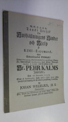 Johannes Henrici Wegelius : Mielipide yrityksiä taloudenp...