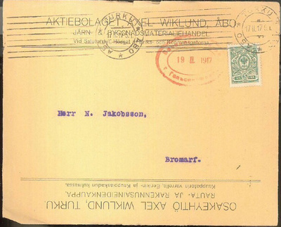 Firmakuori Axel Wiklund Åbo painotuote 1917 - sisältö !!