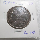 10 penniä 1909 siistikuntoinen hieman patinoitunut. - pikkukuva 3