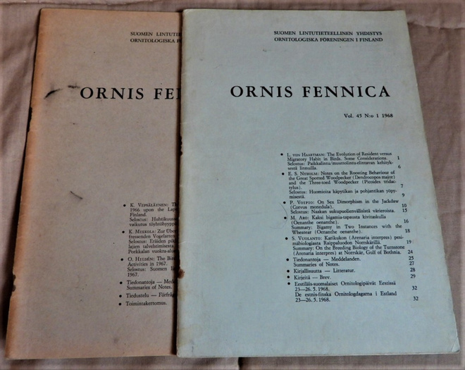 SLY : Ornis Fennica 1/1968 ja 2/1968