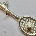 VANHA Kaulakoru Riipus Tennis Maila Hopeaa NÄTTI - pikkukuva 3