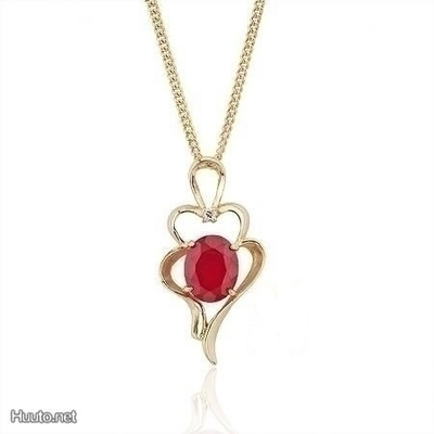 843 .. 14k Kulta Duble Ruby Kaunis .. Kaulakoru