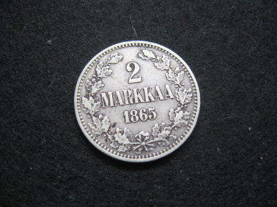 2 markkaa 1865 - hopeaa