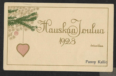 Joulukuusen oksa, sydänkoriste 1923