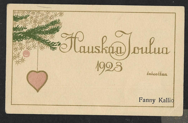 Joulukuusen oksa, sydänkoriste 1923