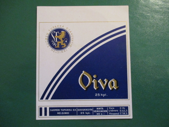 TUPAKKA ETIKETTI - OIVA 25 KPL 6.00 MK   (K15-S69)