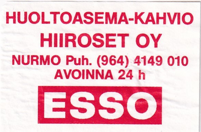 Nurmo, HIIROSET Oy, ESSO, 1/12