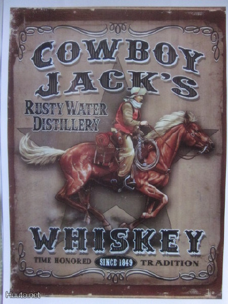 Laminoitu Cowboy Jack´s Whiskey. Hevonen. Koko A4