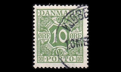 Tanska PORTO_13 o 10 öre tasainen tausta (1921)