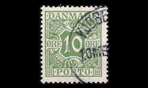 Tanska PORTO_13 o 10 öre tasainen tausta (1921)