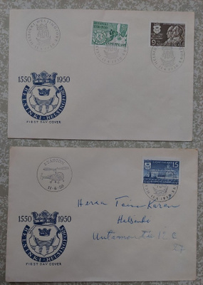 1950  Helsinki FDC kahdella kuorella