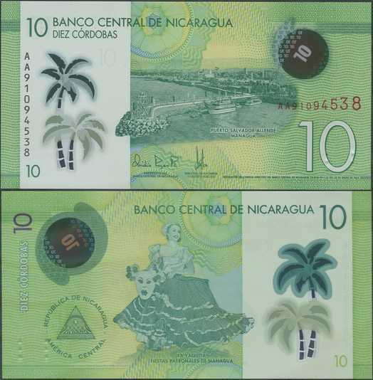 Nicaragua 10 Cordobas 2022 UNC (P-209c) Polymer