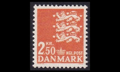 Tanska 526 ** Vaakuna 2,50 kr oranssi (1972)
