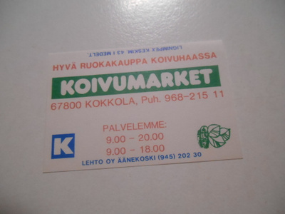 TT Etiketti K Koivumarket Kokkola