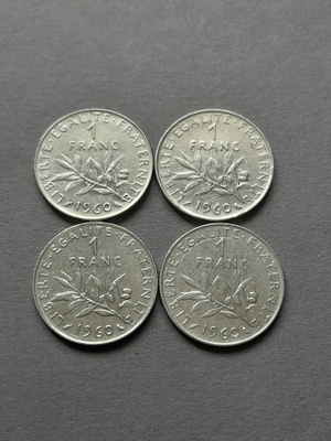 Ranska 1 Franc 1960, 4kpl