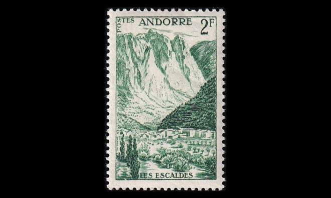 Andorra Fr 143 ** Les Escaldesin kylpylä 2 Fr (1955)