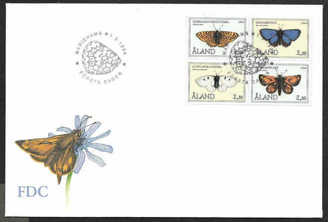 Ahvenanmaa - Perhosia 1994 FDC (LAPE 82-85)