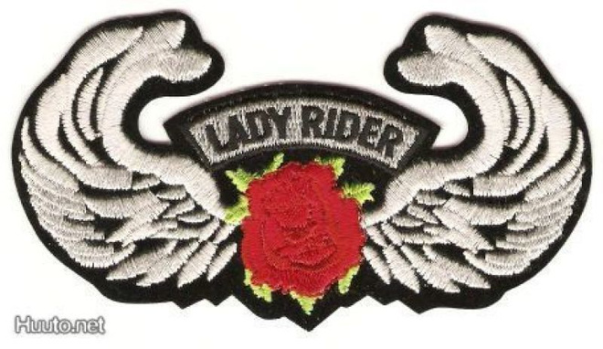 Lady Rider (siivillä) - iso kangasmerkki (UUSI)