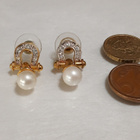 vintage Cabochon helmi korvakorut emaloitu gold plated - pikkukuva 5