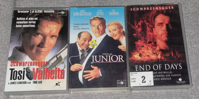 VHS Schwarzenegger isokoppa vuokravideot 3kpl