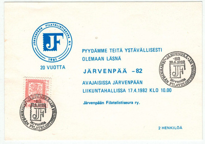 1982 Järvenpää -82 avajaiskutsu