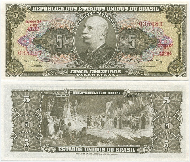 Brasilia Brazil 5 Cruzeiros v.1964 (P-176d) UNC