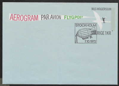 Ruotsi - Aerogrammi Nils Holgersson 1972 FDC (Fac. 3)