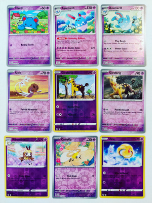 Pokemon Reverse Holo kortteja 9kpl