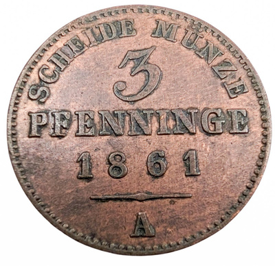 Saksa, Preussi 3 Pfennige 1861 A