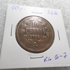 10 penniä 1866  kulkenut tasaisesti  kulunut siistikuntoinen - pikkukuva 5