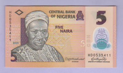 Nigeria 5 Naira v.2025 UNC P-38 (Polymer)