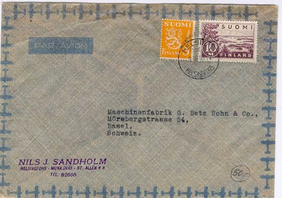 M30 1945 lentokirje Sveitsiin 9.9.45