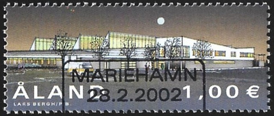 Åland 2002 Postiterminaali 1,00€ EP alareuna LOISTO LaPe 206