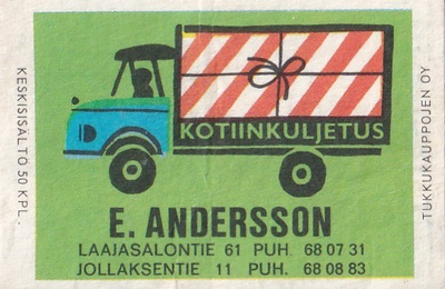 E. Andersson. Laajasalontie 61. Kotiinkuljetus b417