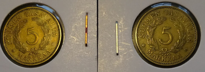 1935 ja 1936 5mk hyväkuntoiset kolikot