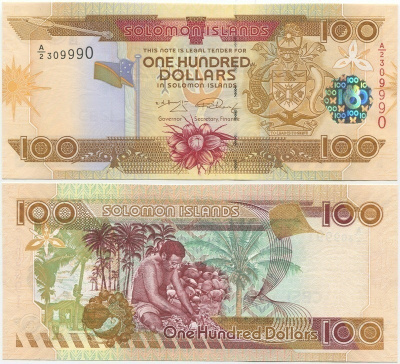 Salomonsaaret Solomon Islands 100 Dollars v.2009 (P-30b) UNC