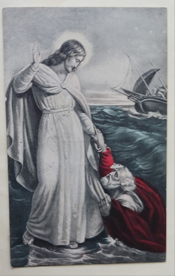 Jeesus pelastaa Paavalin merihädässä, väripk, p. 1908