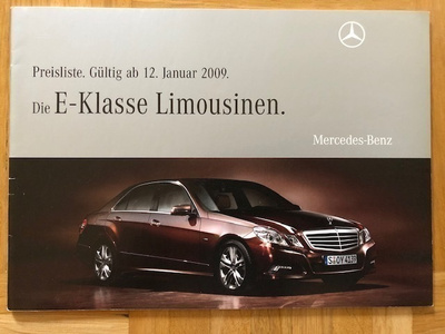 Hinnasto ja lisävarusteet Mercedes W212 E-luokka 2009. Esite