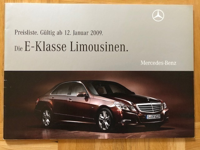Hinnasto ja lisävarusteet Mercedes W212 E-luokka 2009. Esite